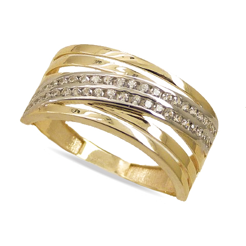 [4715] TWO TONE GOLD RING WITH CZ