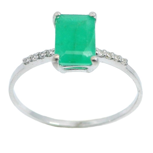 [B4158/SEB] SORTIJA ORO BLANCO ESMERALDA 7x5MM1.10 CT 8 BRI.1MM H-SI-0.06CT