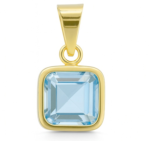[5912/CA] COLGANTE CUADRADO 6x6 MM PIEDRA COLOR AGUA MARINA