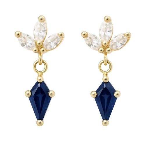 [5931Z] 7x4MM SAPPHIRE COLOR KITE CZ EARRINGS.11MM.