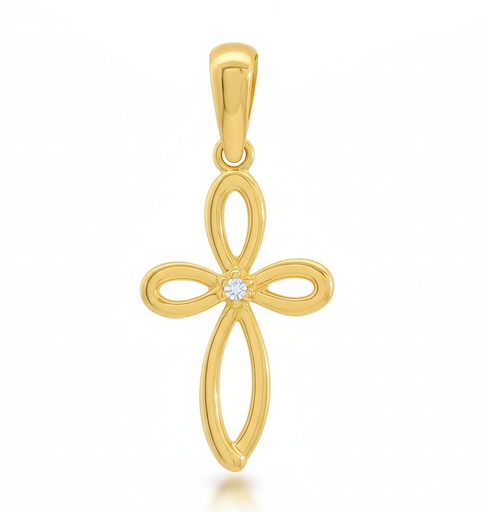[5957] 15x10MM CROSS PENDANT WITH CZ.