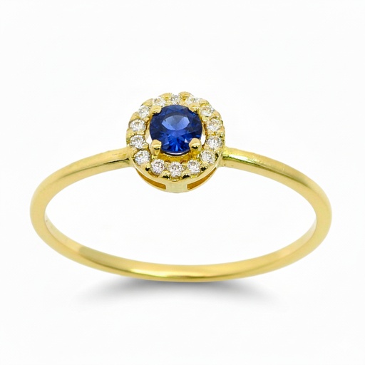 [5959/SZ] 3MM SAPPHIRE AND CZ RING.