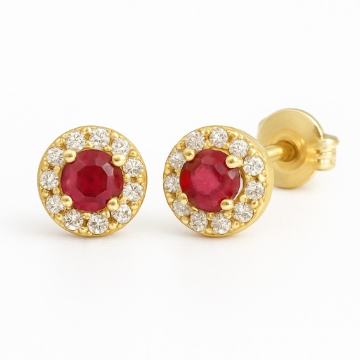 [5959R] PENDIENTES CUAJO DE 5MM.RUBI DE 3MM Y CIRCONITAS.