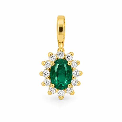 [5962CE] COLGANTE ROSETON ESMERALDA 4x3MM Y CIRCONITAS.