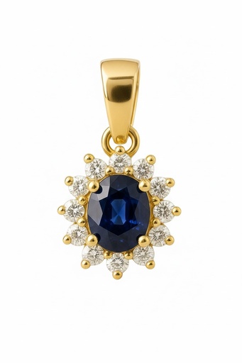 [5962CZ] 4x3 MM SHAPPIRE AND CZ PENDANT.