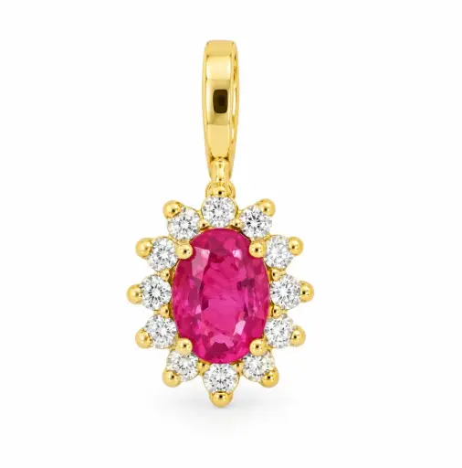 [5962CR] COLGANTE ROSETON RUBI DE 4x3MM Y CIRCONITAS.