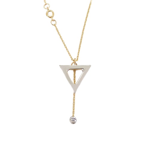 [5650] TRIANGLE NECKLACE WITH CZ.45CM CHAIN.