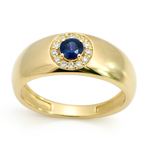 [5965/SZ] 3MM ROUND SAPPHIRE AND CZ RING.
