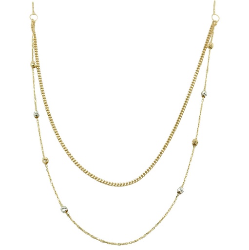 [5703] CARVED BALLS NECKLACE.45CM CHAIN.