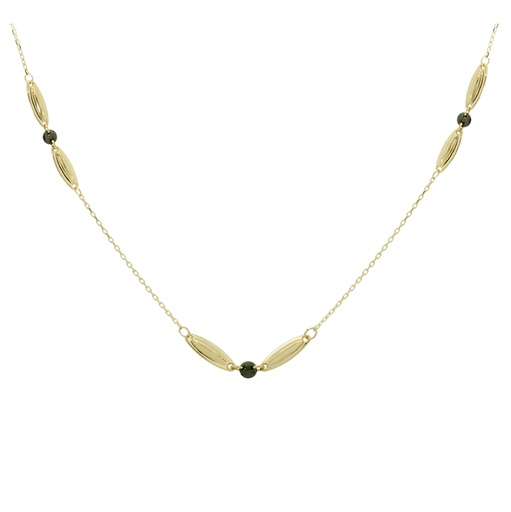 [5780] BLACK DISCS AND OVALS NECKLACE.45CM CHAIN.