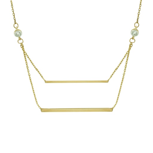 [5702] SQUARE TUBES AND CZ NECKLACE.