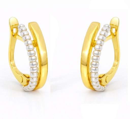 [00063] TWO TONE GOLD EARRINGS.CATALAN CLOSURE.