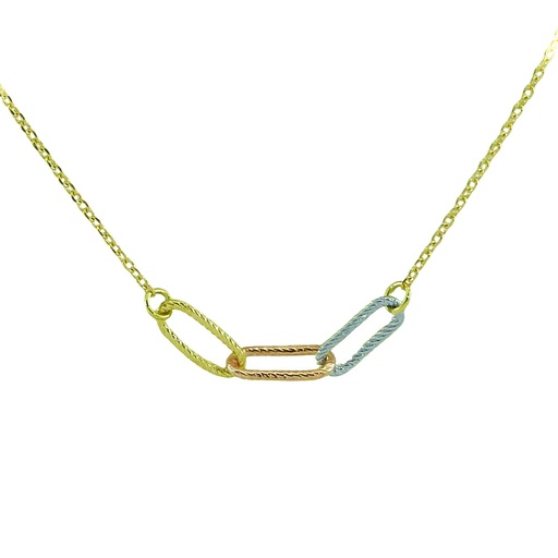 [5672] TRICOLOR LINKS NECKLACE.45CM CHAIN.