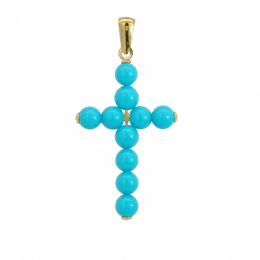 [00084T] CRUZ BOLAS 3MM S/CRISTO TURQUESA