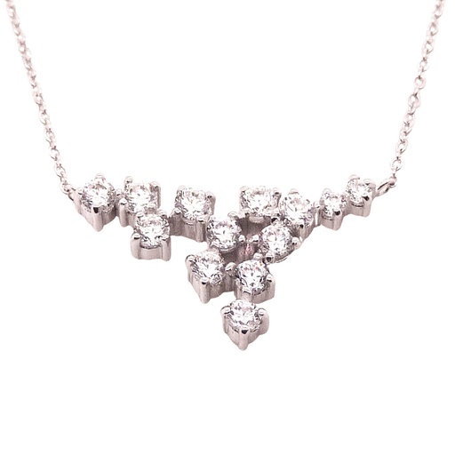 [5664] CZ RENNET WHITE GOLD NECKLACE.45CM CHAIN.
