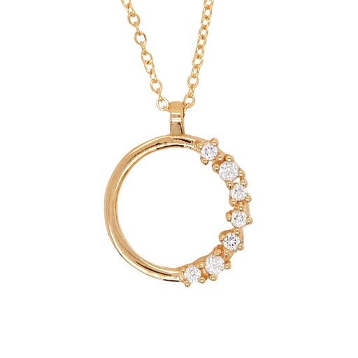 [5662] CIRCLE WITH CZ NECKLACE.45CM CHAIN.