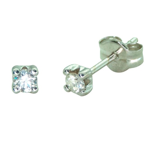 [B4131B/0.12] 2'5MM DIAMOND STUD EARRINGS.0.12 CT TW.H-SI.PUSH BACK.WHITE GOLD.