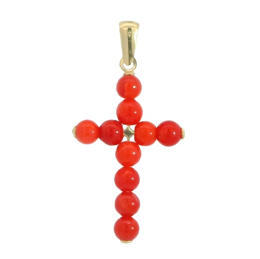 [00084C] 3MM CORAL REEF BALLS CROSS PENDANT.20x14MM.