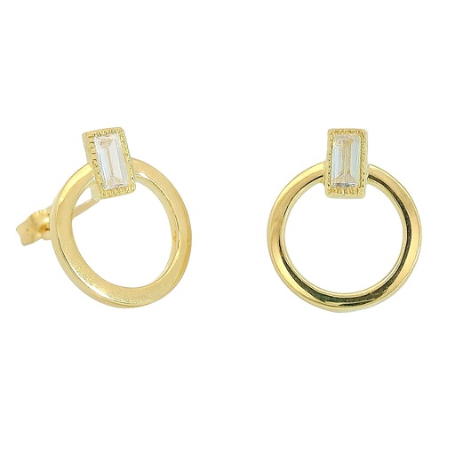 [00109] 11MM ROUND EARRINGS WITH SQUARE CZ.