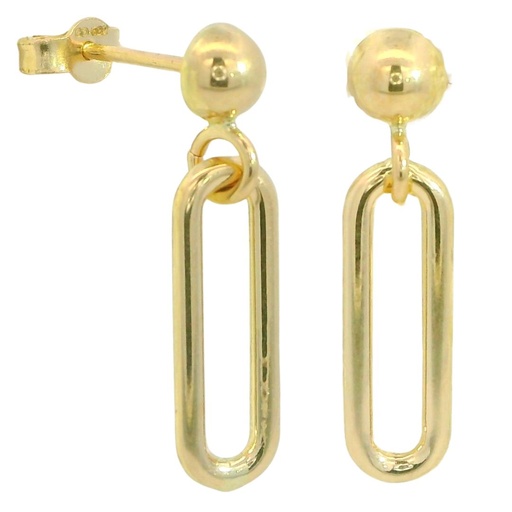 [00110] 20MM HALF BALL AND LINK DANGLING EARRINGS.