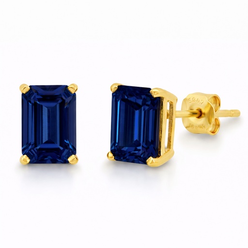 [3974Z] 7x5MM SAPPHIRE STUD EARRINGS.PUSHBACK.