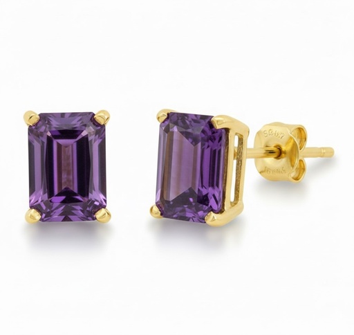 [3974AM] 7x5MM AMETHYST STUD EARRINGS.