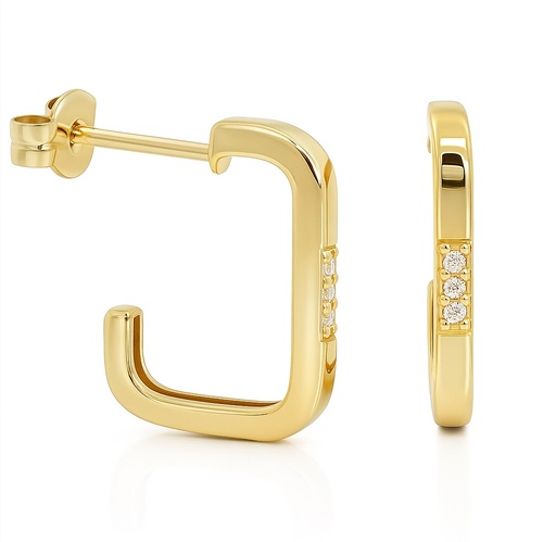 [00139] 14MM SQUARE HOOP EARRINGS WITH CZ.