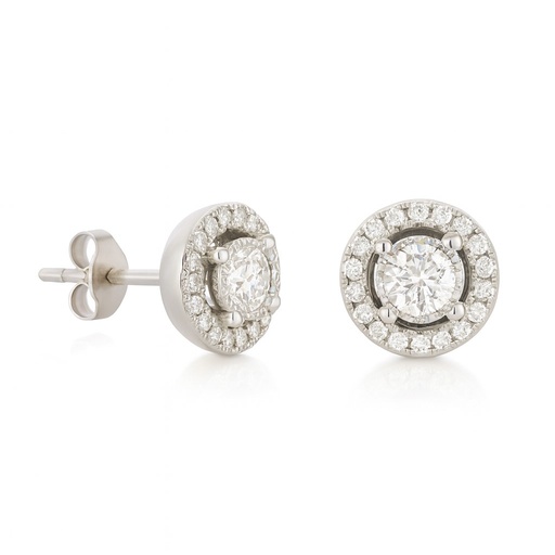 [B4216/0.30B] WHITE GOLD DIAMOND STUD EARRINGS.QUALITY SI.COLOR H.0.30 CT TW