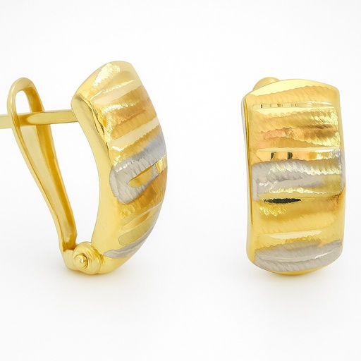 [00145/3] TWO TONE GOLD LEVERBACK EARRINGS.17x6MM