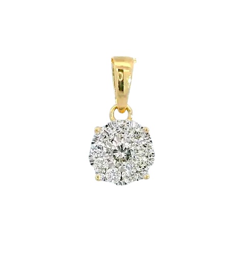 [B4208C/0.15] COLGANTE REDONDO 6x6MM 1 BRILLANTE DE 0.06 CT Y 9 DE 0.09 CT H-SI.0.15 CT TW