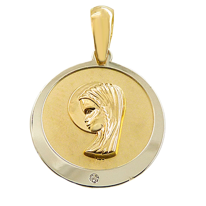 [4679B] MEDALLA VIRGEN NIÑA ARENADA 14MM BICOLOR