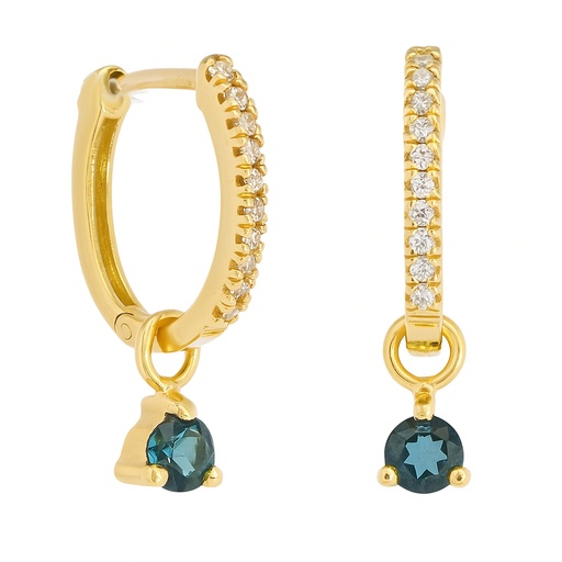 [5960L] PENDIENTES ARO DESMONTABLE TOPACIO LONDON BLUE 3MM Y CIRCONITAS.17x1'5MM.