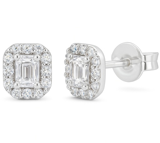 [B4200P/0.34] WHITE GOLD SQUARE STUD EARRINGS WITH DIAMONDS.QUALITY SI,COLOR H.0.34 CT TW