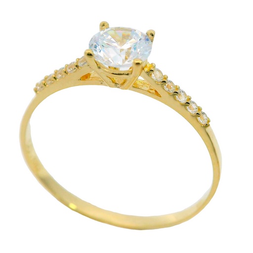 [9K4409] 5MM CZ SOLITAIRE RING.9 KARAT GOLD