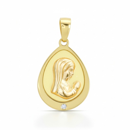 [9K5947] MEDALLA VIRGEN NIÑA OVAL SATINADA 14x12MM.9K