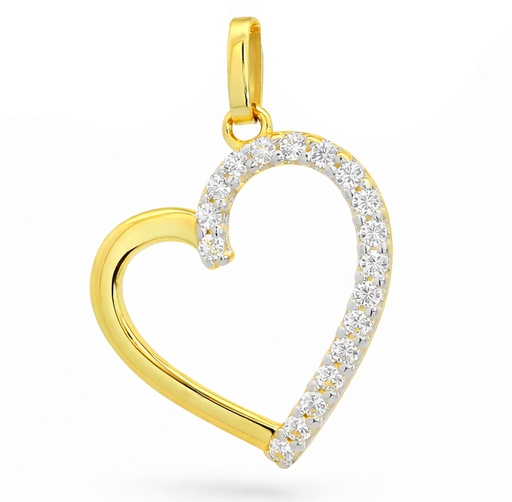 [9K5532] COLGANTE CORAZON CON CIRCONITAS.16x14MM.9 KILATES