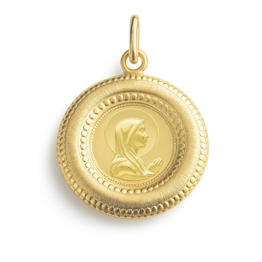 [5724] MEDALLA REDONDA CON RELIEVE VIRGEN NIÑA 22MM