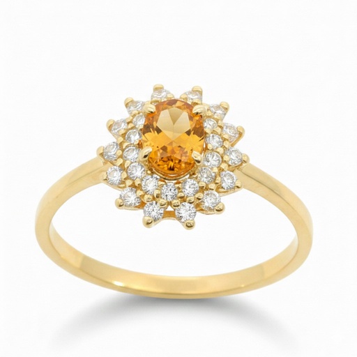 [9K0041C] 5x4MM CITRINE COLOR CZ RING. 9 KARAT
