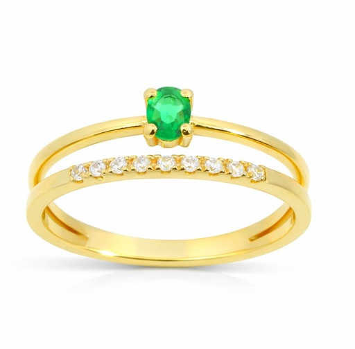 [9K0043E] NANO EMERALD AND CZ RING. 9 KARAT