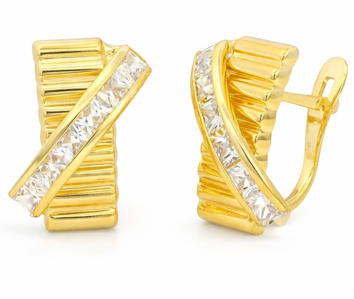 [00201] 13x8MM LEVERBACKI EARRINGS WITH CZ