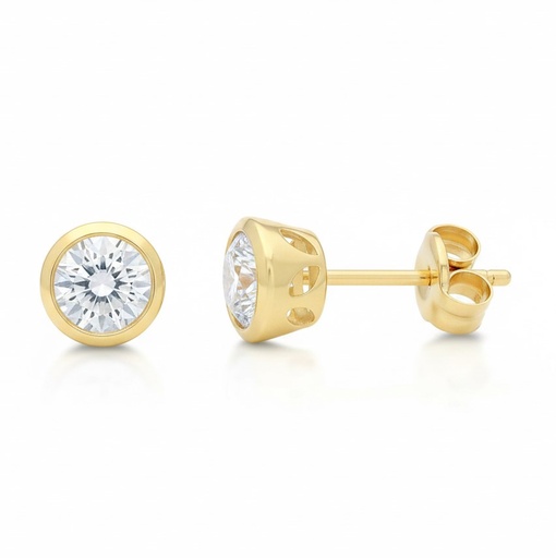 [9K0060] 5'5MM ROUND CZ STUD EARRINGS.9 KARAT