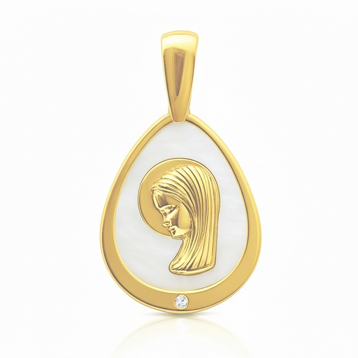 [4680] 12MM MOTHER OF PEARL VIRGIN MEDAL.