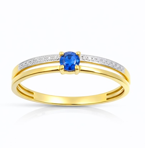 [9K0064Z] NANO SAPPHIRE TWO TONE GOLD RING.9 KARAT