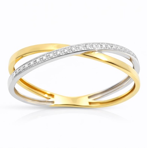 [9K0068] SORTIJA BICOLOR CON DIAMANTE 0.004 CT .9 KILATES