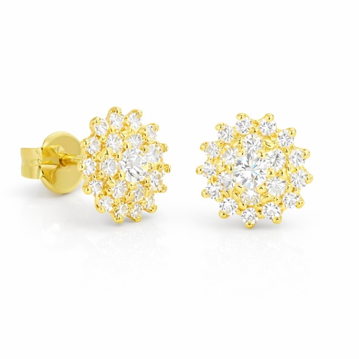 [9K0071] 7MM CZ ROUND STUD EARRINGS.9 KARAT