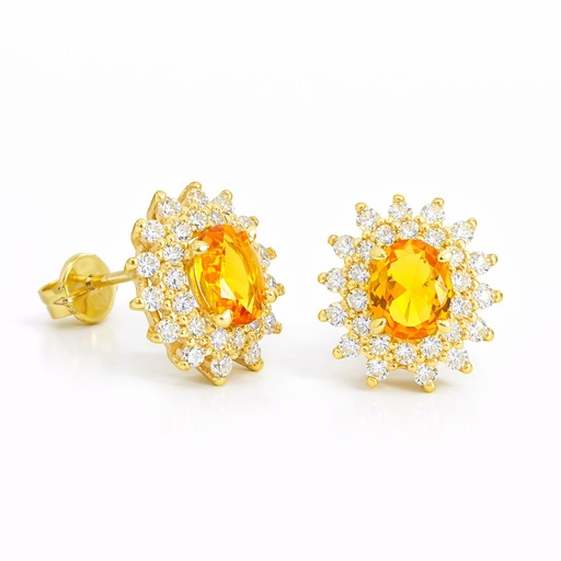 [9K0041PC] 5x4MM NANO CITRINE STUD EARRINGS.9 KARAT