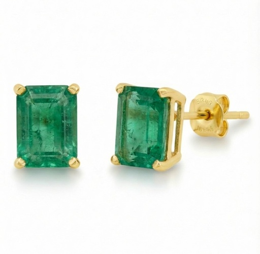 [3974E] 7x5MM EMERALD STUD EARRINGS.PUSHBACK