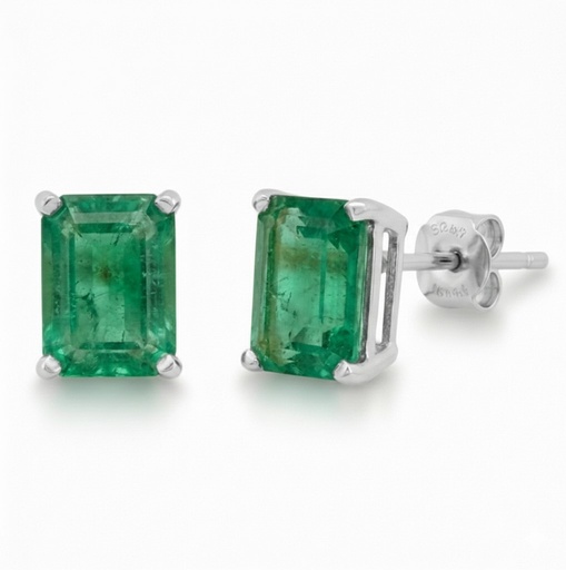 [3974EB] 7x5MM EMERALD WHITE GOLD PENDANT