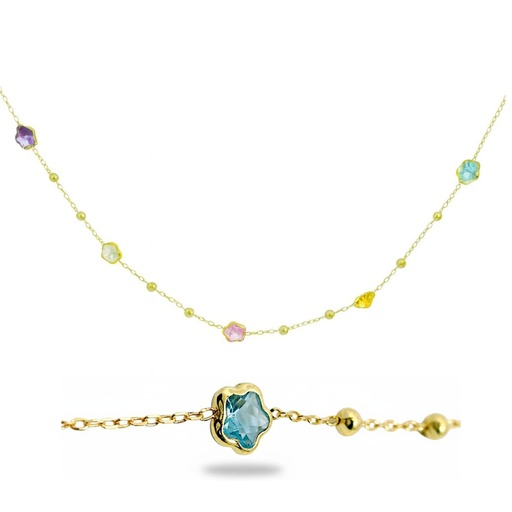 [9K00178] GARGANTILLA CIRCONITAS MARGARITA DE COLOR .9KILATES