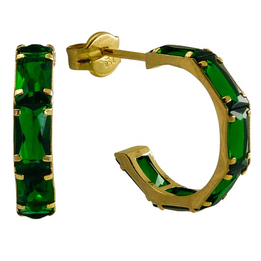 [4961E] MEDIOS AROS BAGUETTE COLOR ESMERALDA 13x3MM.